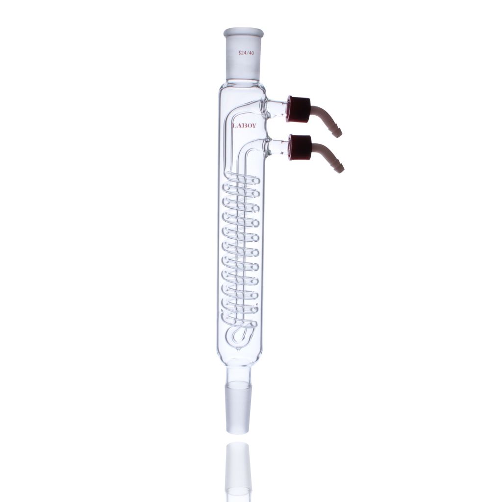 Laboy Glass Condenser Liebig Graham Coiled Reflux Distillation Condenser with Standard Joints