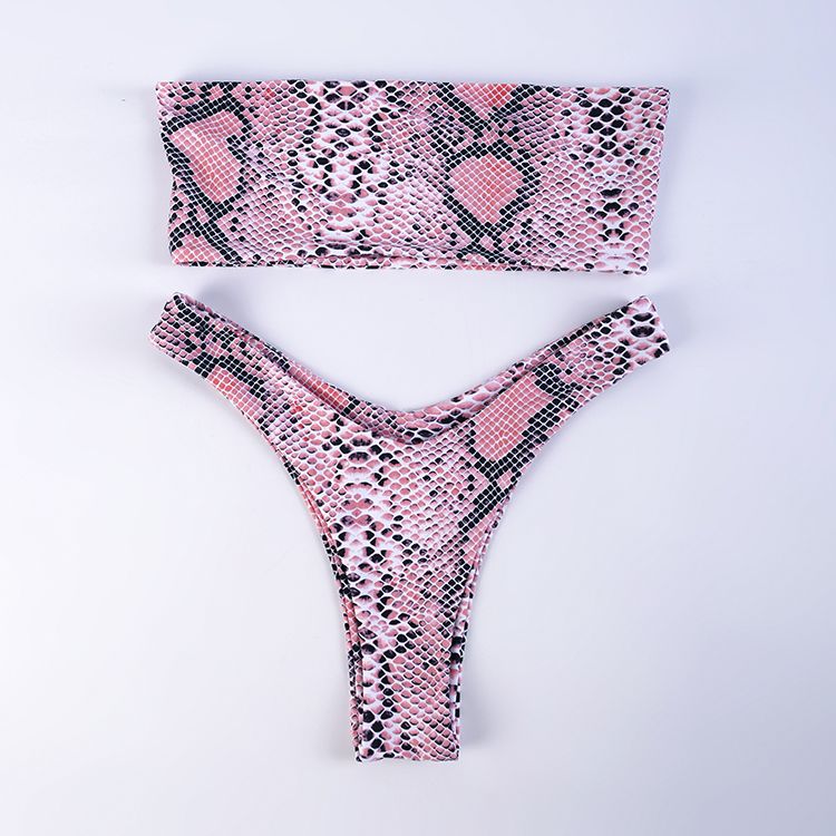 Hot sell high waisted leopard printed bandeau sexy girl bikini bathing