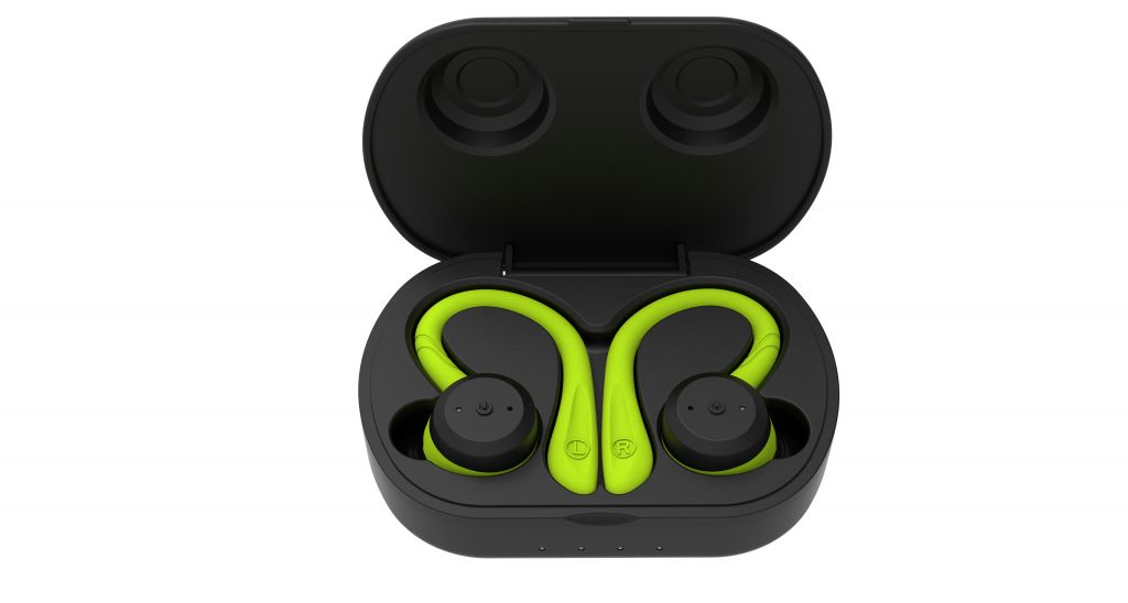 Bluetooth 5.0 Wireless Charging Earhook Style IPX7 Waterproof True Wireless Earbuds with Mic