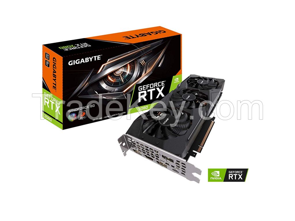 Gigabyte GeForce RTX 2080 Windforce 8G Graphics Card, 3X Windforce Fans, 8GB 256-Bit GDDR6, GV-N2080WF3-8GC Video Card