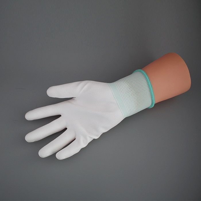 White Polyester PU Palm Coating Glove