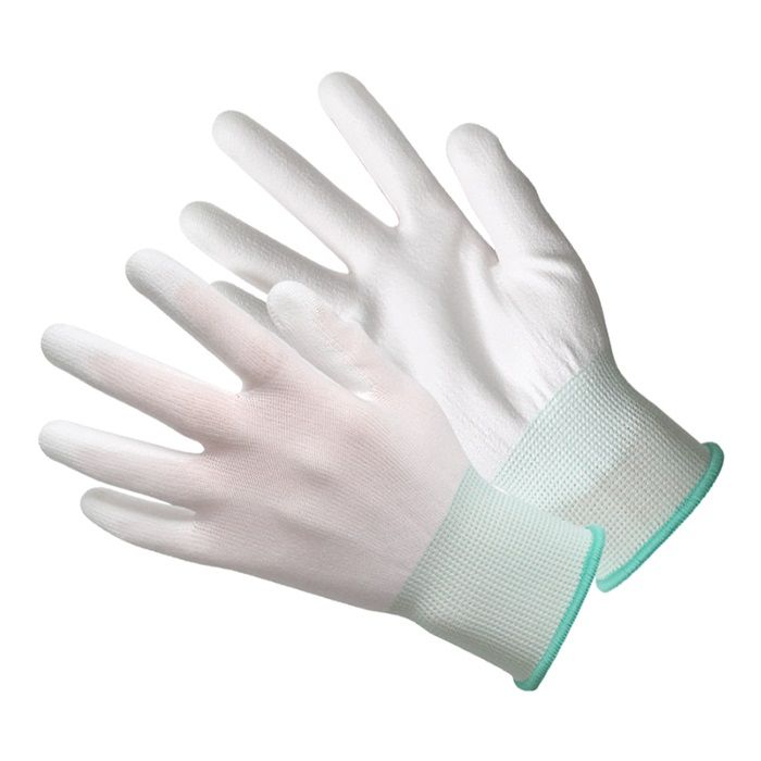 White Polyester PU Palm Coating Glove