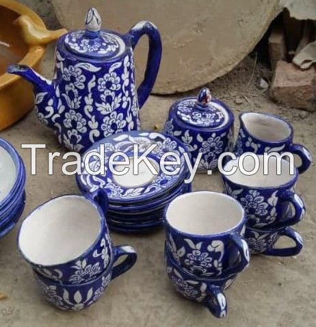 Ceramic Tea Set, Royal Blue Color