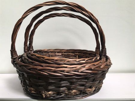 brown wicker gift baskets with handle 