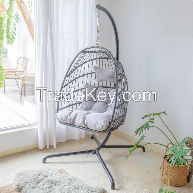 Outdoor Hanging Egg Chair Swing Lounge Chair Soft Deep Cushion Backyard Relax