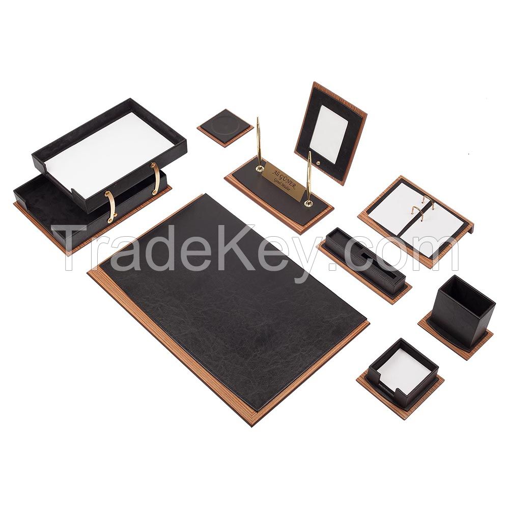 Star luxury leather desk set 12 accessories