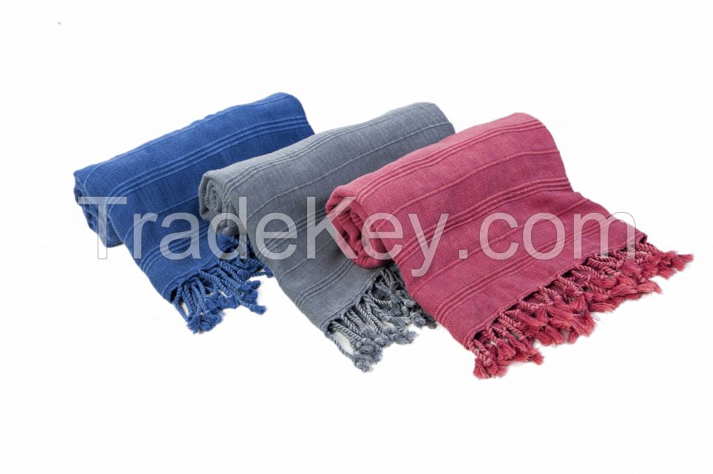 Beach&Bath Turkish Towel | Fast Dry | Highly Absorbent | Extra Soft Towel ( Stone Washed)