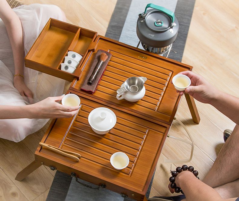 Travel portable simple mini coffee table foldable tea table storage tea solid wood tea table creative furniture leisure