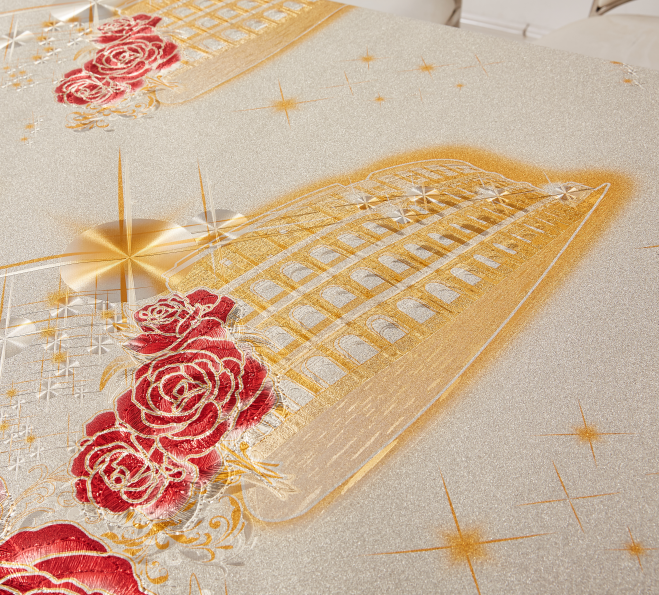 Golden embossed oilcloth for Restaurant