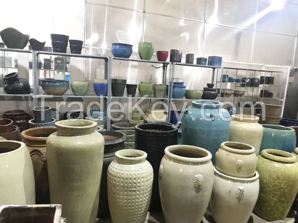 Ceramic Jar - Glazed Pottery - Outdoor Water Fountain - Garden Waterfall - Large Planters