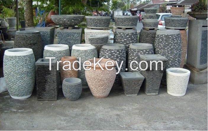 Terrazzo Plant Pot - Outdoor Granite Planters - Pebble Pots - Garden Planter - Pottery Wholesale