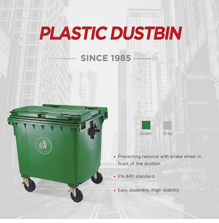 1100 L Industrial 4 Wheels Garbage Trash Bin Waste Container 