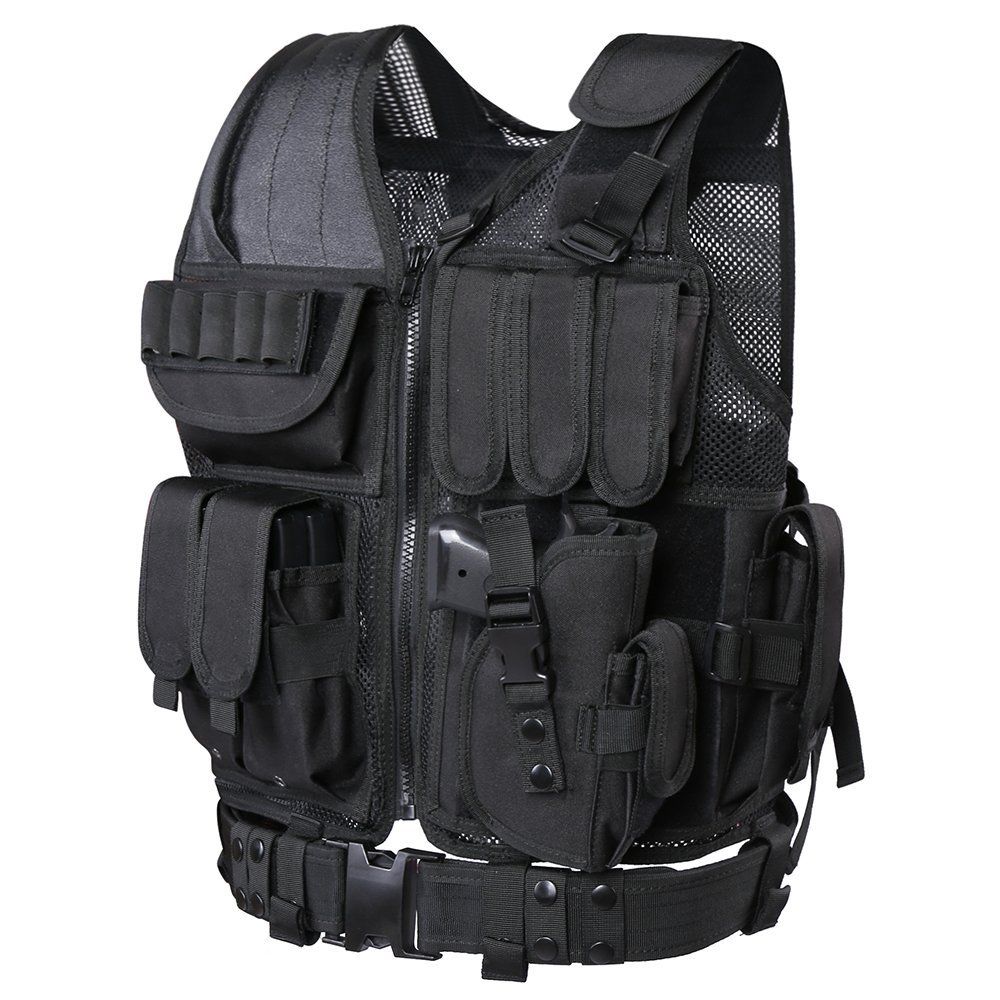 Fashion Black Outdoor Airsoft Military Tactical Hunting Men Vest