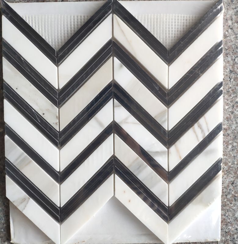 White Wood marble mosaic