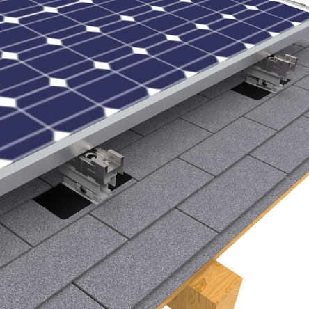 Solar asphalt shingle roof racking system