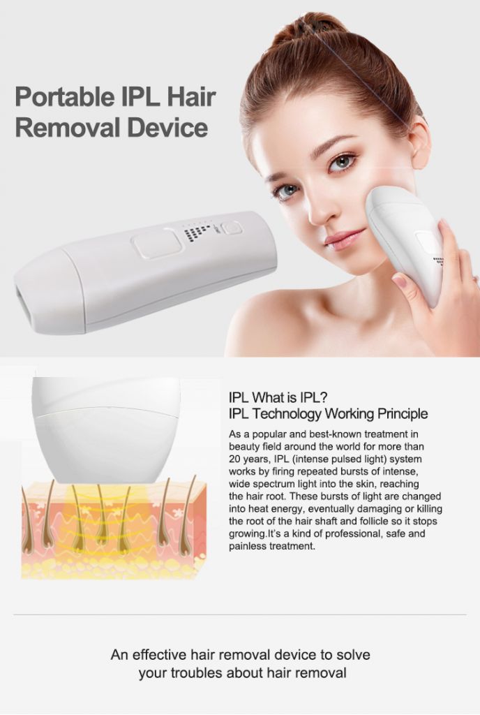 Home use portable IPL hair removal device