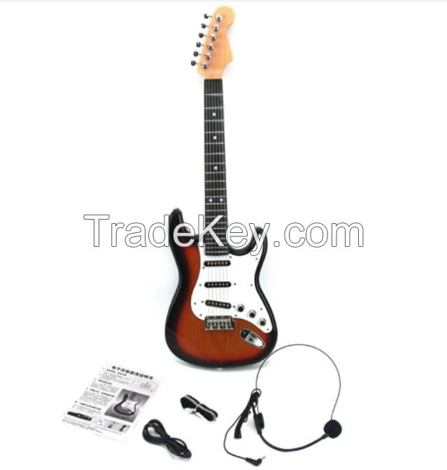 Children's electronic keyboard, Toy Guitar, baby puzzle toy, 3-6 year old electric guitar can connect mobile phone computer