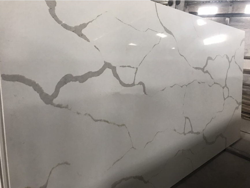 White Artificial Polished Surface Quartz Stone Kitchen Countertop