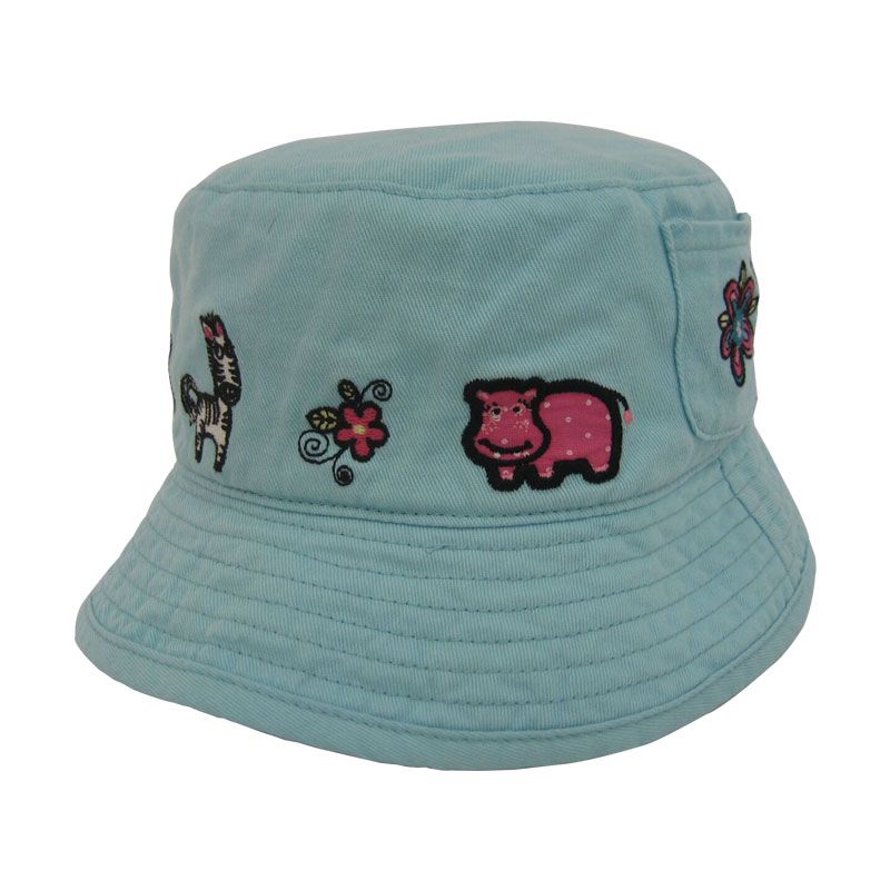 Children's embroidered bucket hats