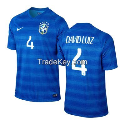 David Luiz #4 Brazil Nike Youth 2014 World Soccer Replica Away Jersey