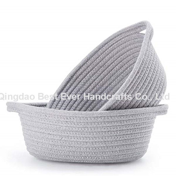 Storage Baskets, Woven Basket Cotton Rope Bin, Small Basket Organizer for Baby Nursery Laundry Kid's Toy