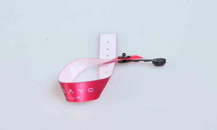 Eco friendly Best selling heat transfer slide lock satin wristband with serial number