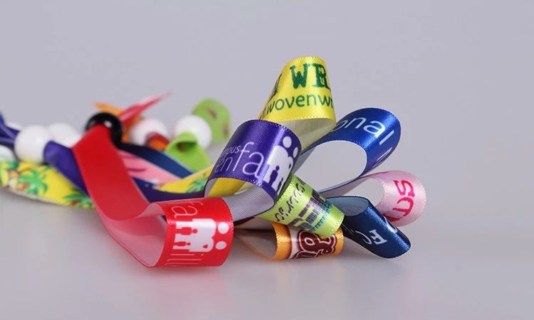 Eco friendly Best selling heat transfer slide lock satin wristband with serial number 