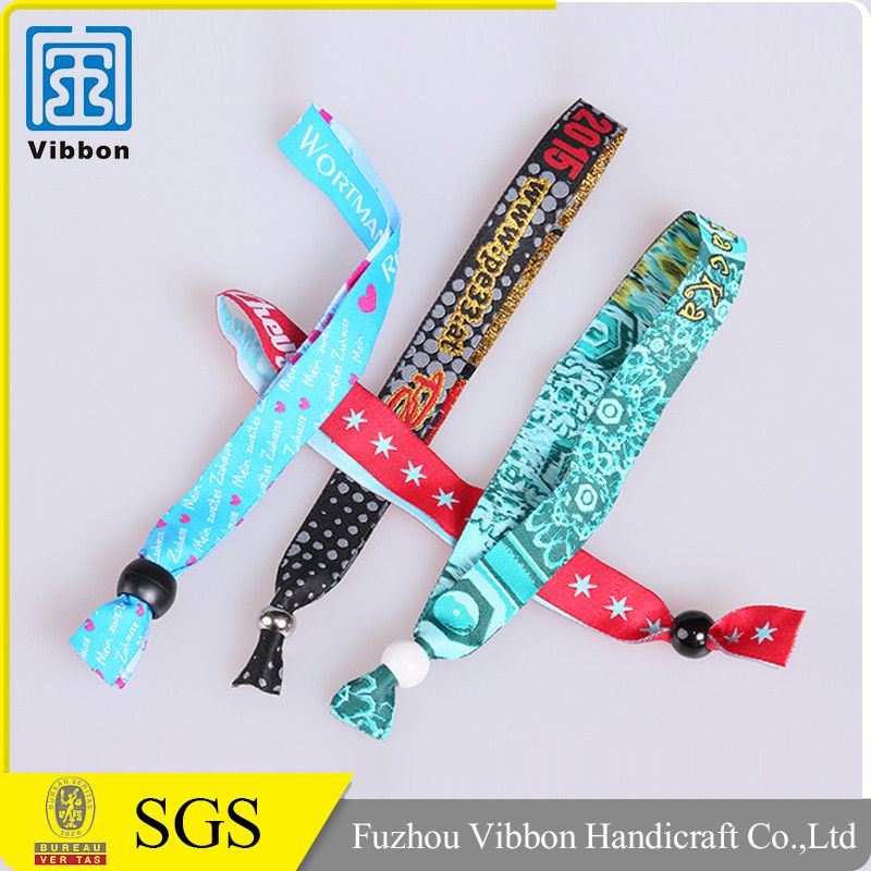 Eco friendly woven fabric wristband reusable embossed band 