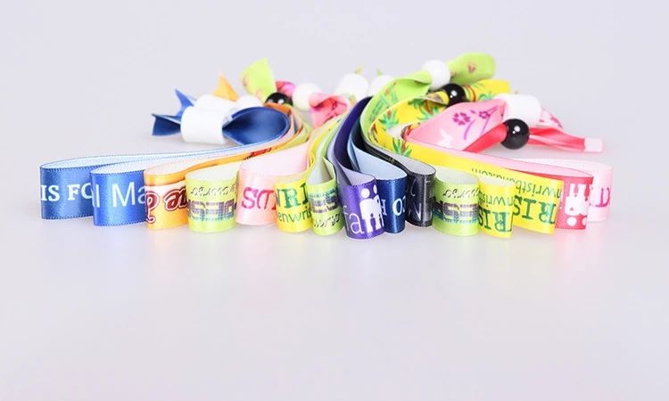 Eco friendly Best selling heat transfer slide lock satin wristband with serial number