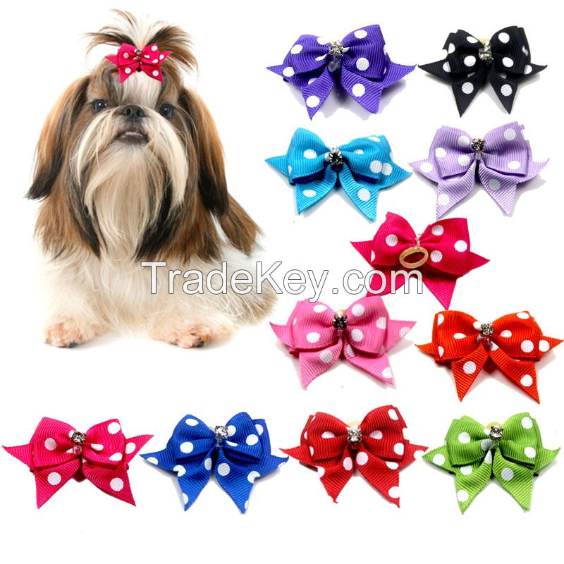 Factory Wholesale handmade dog grooming bow Christmas dog hair bowties