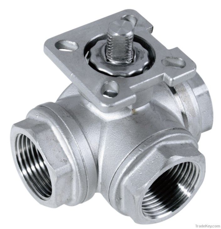 Three-Way Ball Valve with High Mounting Screw End