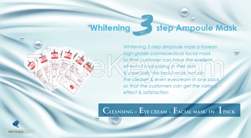 Whitening 3 step ampoule mask (include cleanser eye cream)