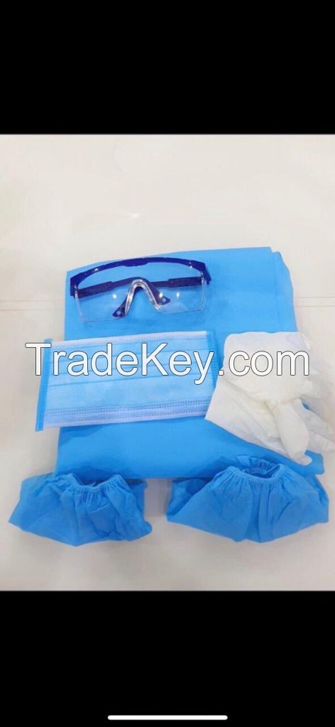 Medical Protective Coverall Suit Set