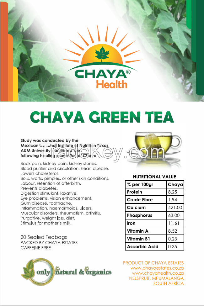 Chaya Tree Spinach Green Tea - 20 Teabags