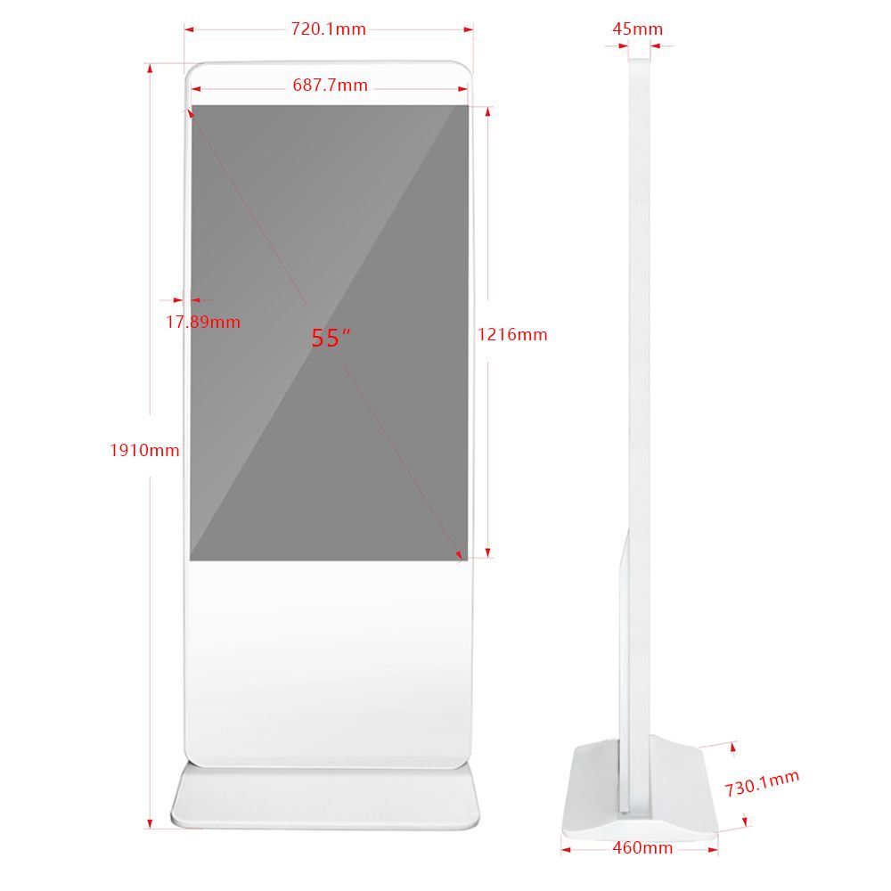 Popular Narrow Bezel 43 Inch White Freestanding LCD Digital Signage Ki