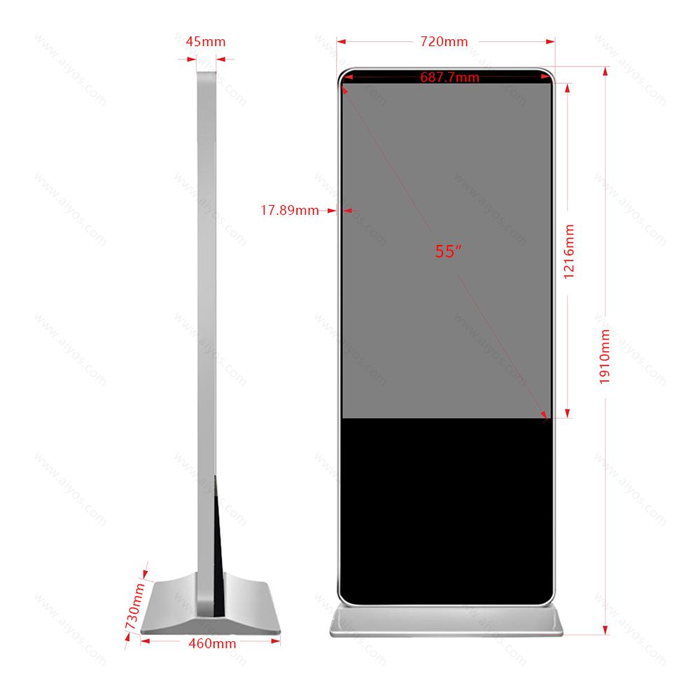 Popular Narrow Bezel 43 Inch White Freestanding LCD Digital Signage Ki