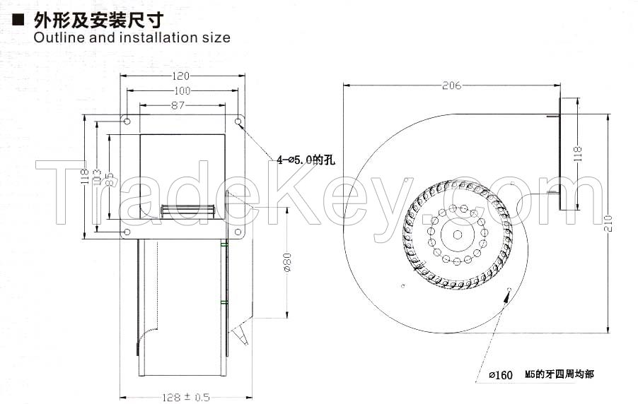 AC Small Air Centrifugal Fan Blower Air Purifier Exhaust Duct Fan Blower