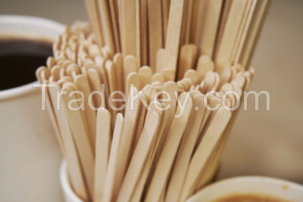 Wooden stirrer for coffee vending