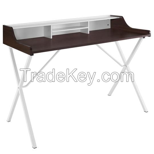 Bin Contemporary Modern Writing Desk With Storage Cubbies