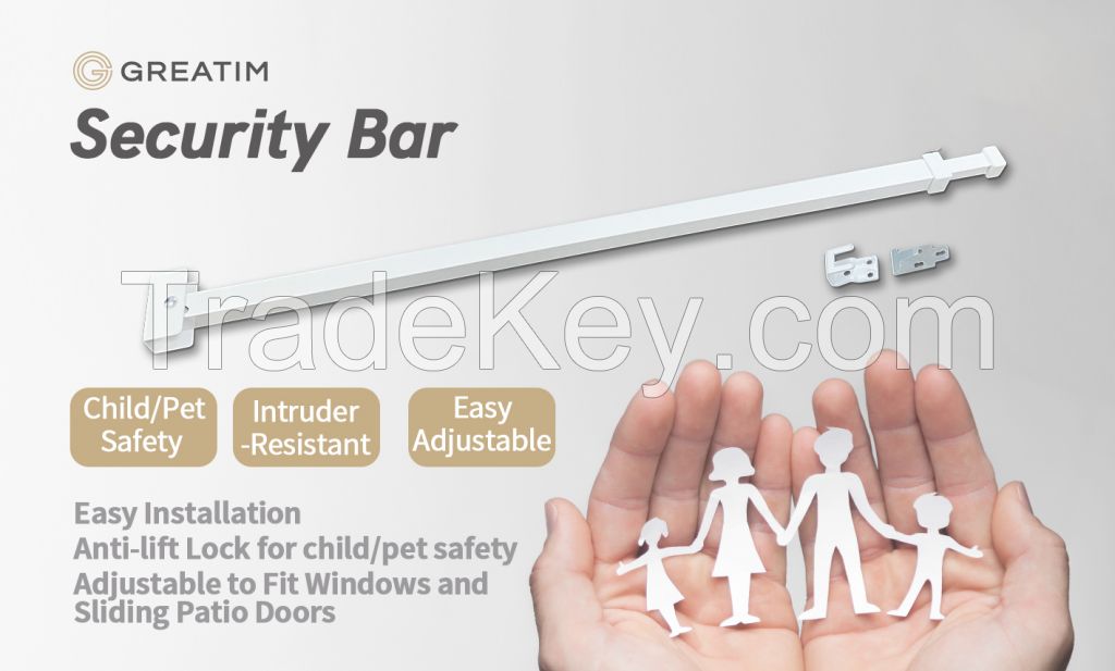 Greatim GT-DB003 Sliding Door Security Bar, Quick and Trouble Free Installation, Childproof/Pet Proof Anti-Lift Lock