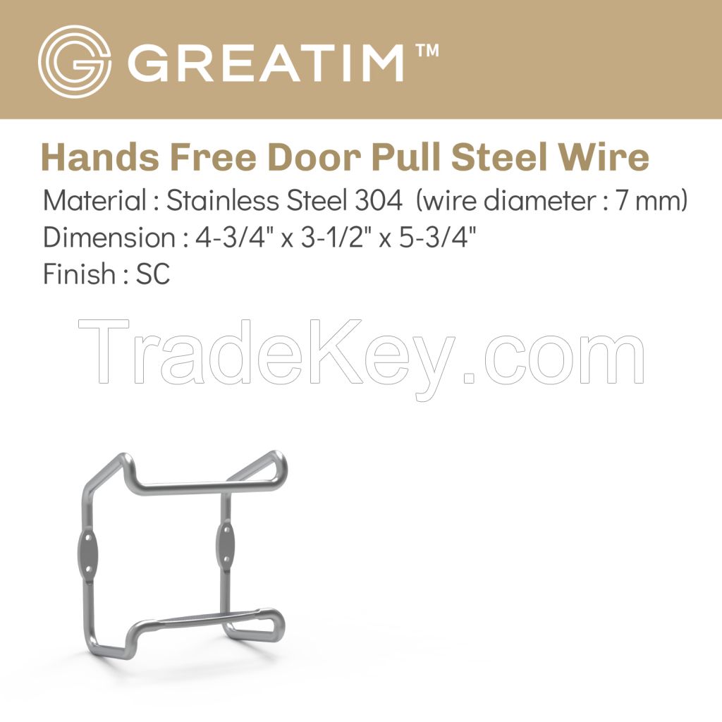 Greatim GT-DP0042, Hands Free Door Pull, Steel Wire, Foot-Operated,Satin Nickel