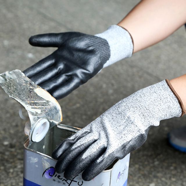 EN388 4542 Black Coating Cut Resistant Working Gloves