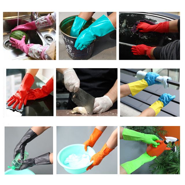 ABC SAFETY Blue cheap latex Long Sleeve Household Gloves
