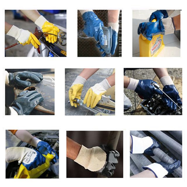 Blue Nitrile Dipping Protection Gloves