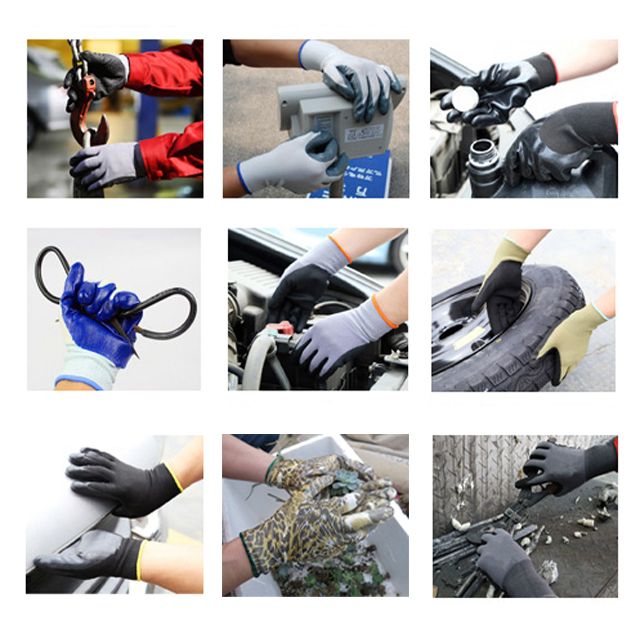 Black Sandy Finished Nitrile Coating Gloves