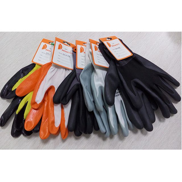 13 gauge Grey nylon liner sandy nitrile coated hand protect work glove