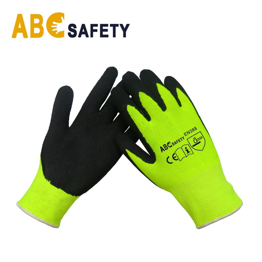 Factory Direct New Product 13G Latex crinkle finish, coated on palm and finger cheap work gloves