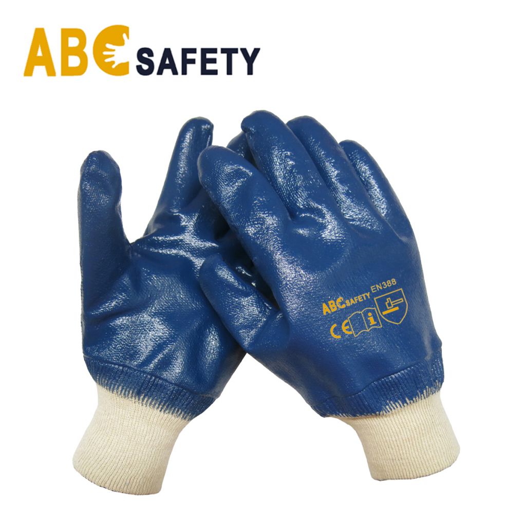 Jersey Lining Blue Industrial Nitrile Glove Manufacturer