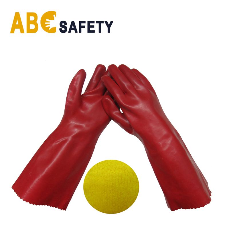 Oil resistant full coated long PVC dipped safety gloves industrial working gauntlet