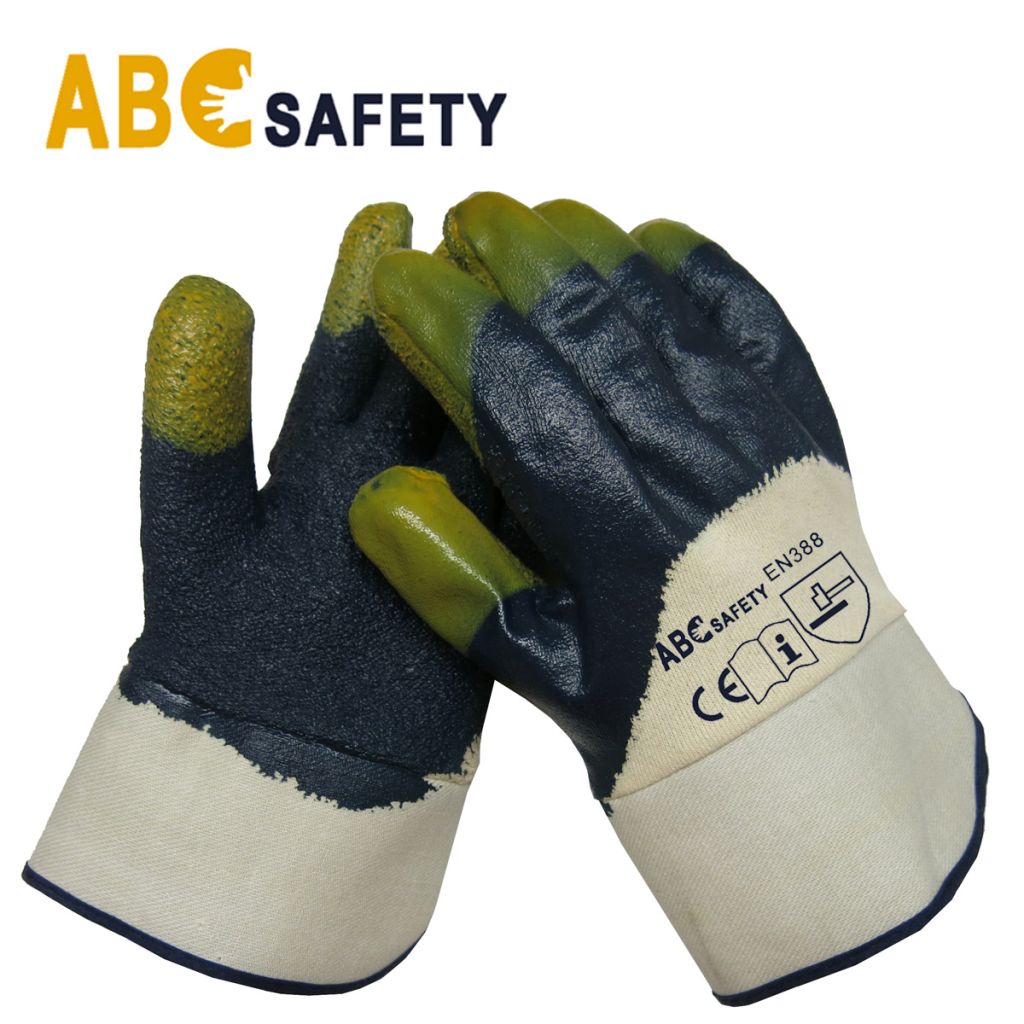 Rough Palm 3/4 Blue Nitrile Coated Glove Jersey Liner